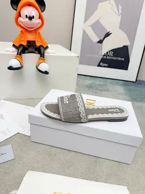 Dior 2026春夏系列拖鞋，精緻優雅。鞋面5D設計，Dior標誌超有辨識度，日常或度假都能輕鬆駕馭。Oblique壓紋是Dior經典元素，搭配蕾絲刺繡，法式浪漫氛圍感拉滿！鞋底輕便，長時間穿也不累，實用又時髦，是春夏必入單品～