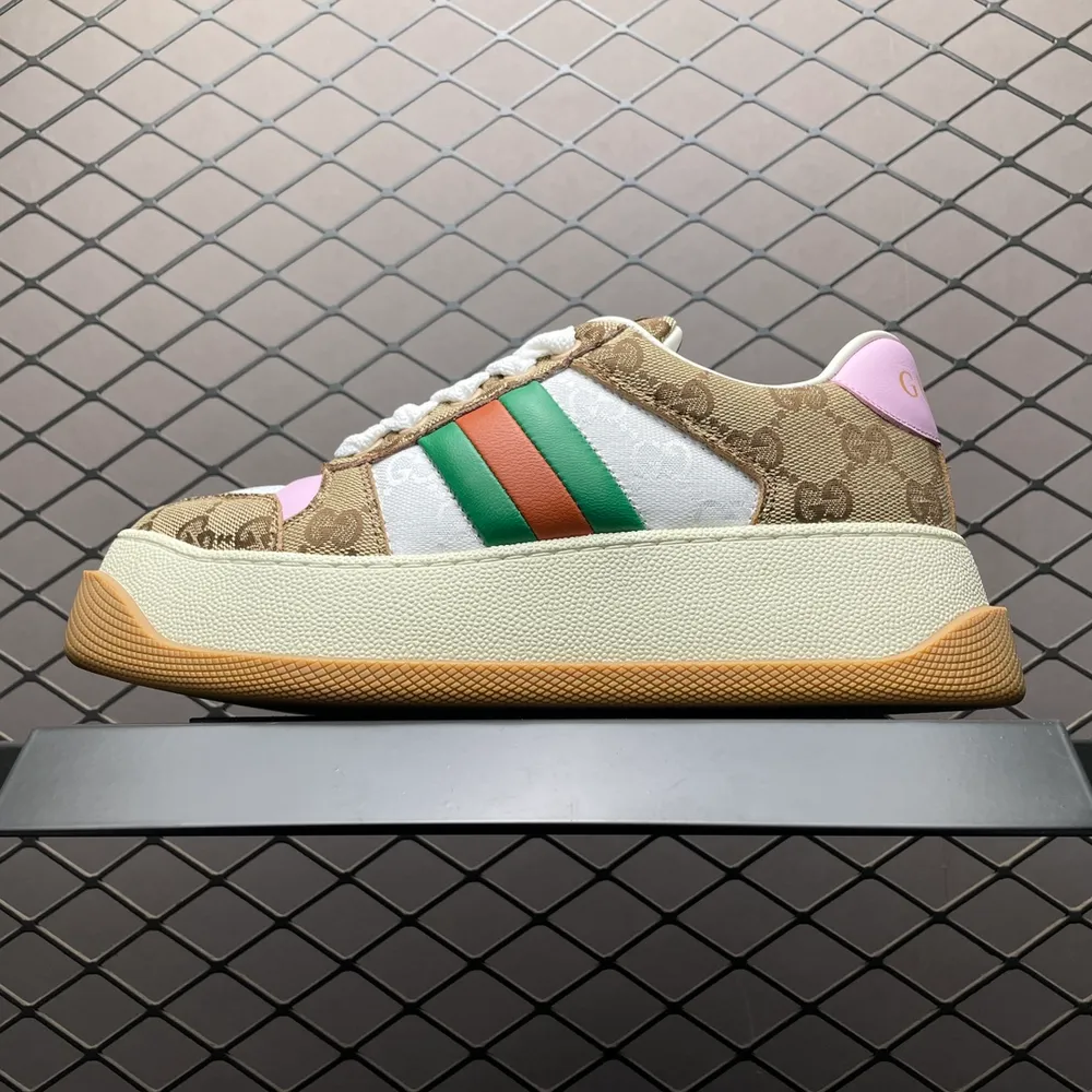 💰769 代購專供品質 Gucci 古馳 Screener 厚底髒髒鞋 厚底增高系列 新配色內裡為小羊皮內裡 非常規配色毛巾布內裡 正確版型 高階外貿 高階零售專供品質 最新官方綠色手提禮盒 所有皮面均同步官方採用皮革油邊工藝 同步官方採