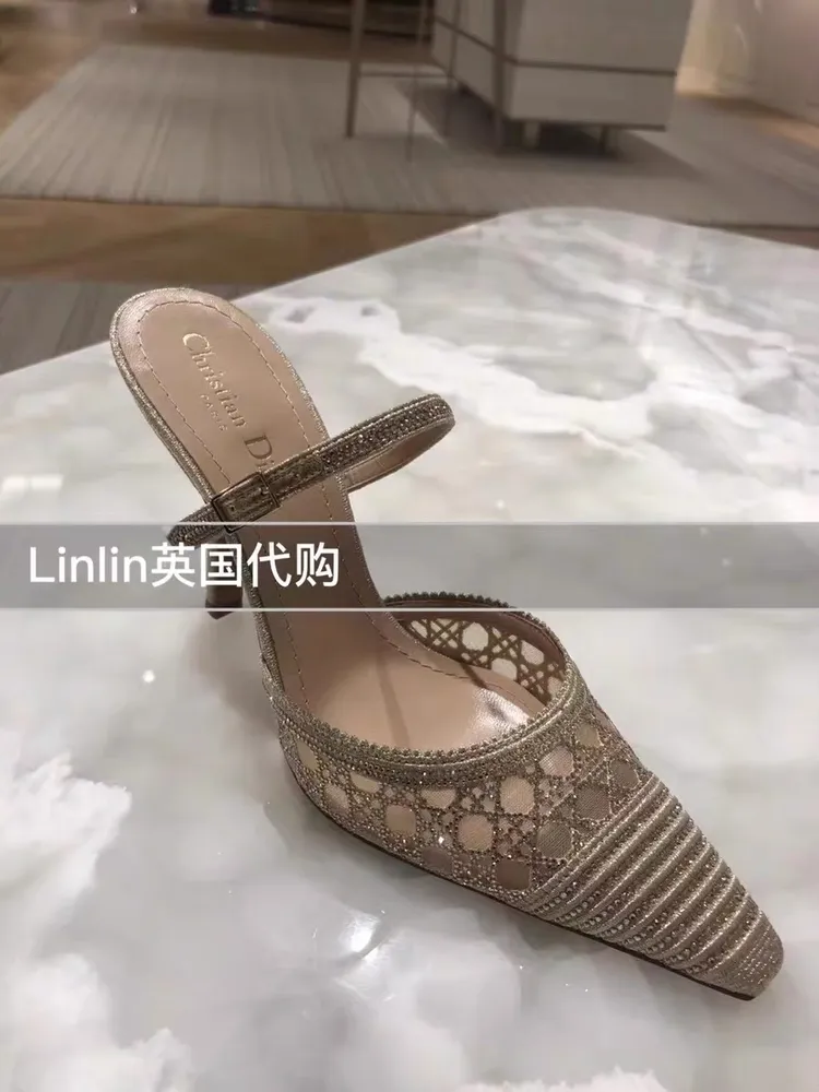 Dior小貓跟一字帶拖鞋