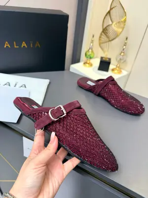 Alaia·阿萊亞⛳️🔥超火的一款平底芭蕾舞漁網紗面鑲鑽款平底單鞋🩰！