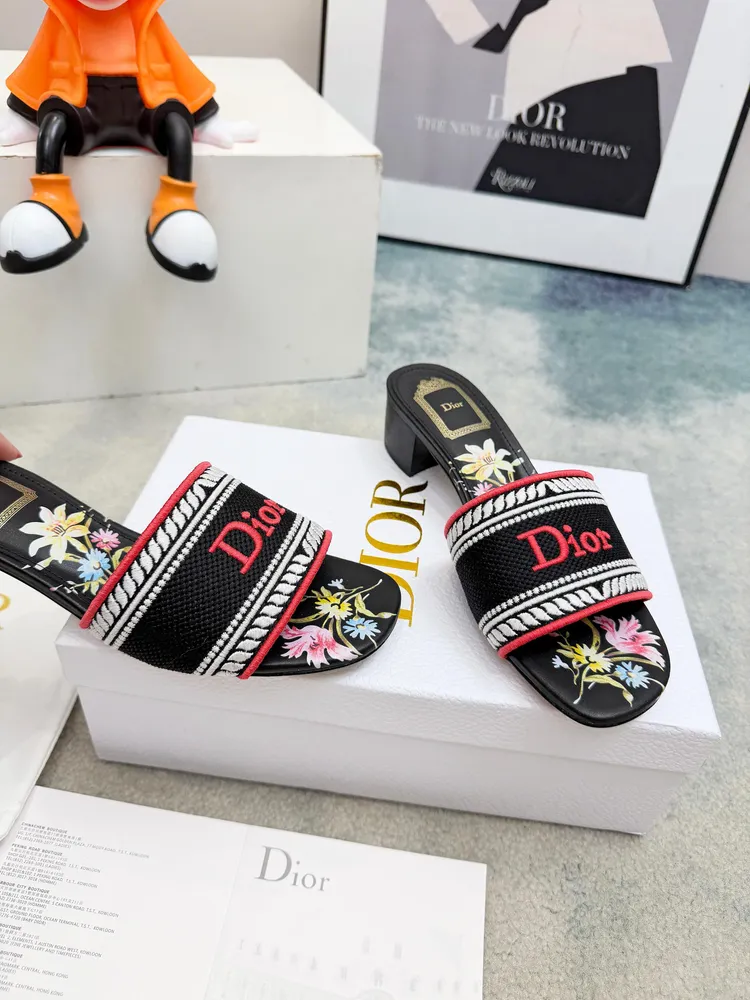 CD•迪奧女士老花刺繡皮底拖鞋升級版💫，