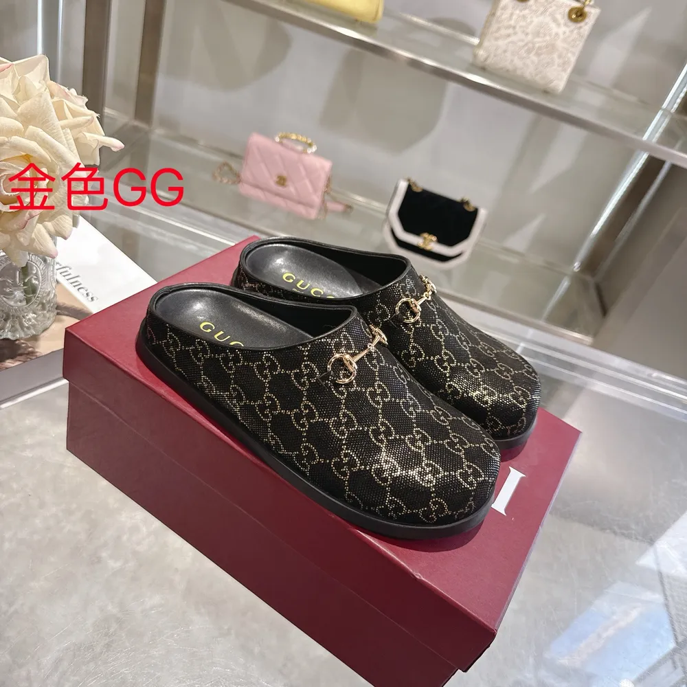 👍 P 610💰 新款牛皮反絨馬銜扣女士裸腳拖鞋