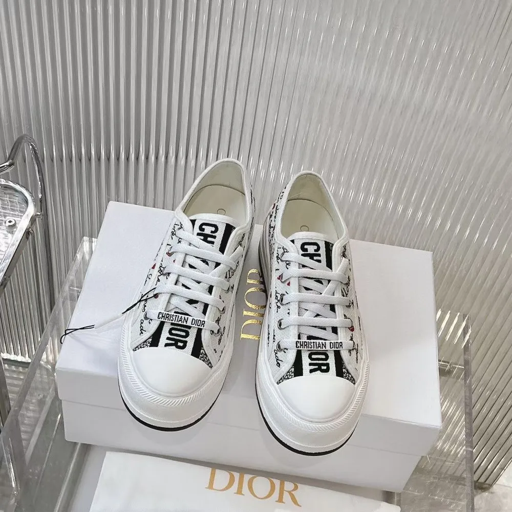 💰650 Dior迪奧2024Walk'n系列 皮面印花厚底帆布鞋 休閒運動鞋