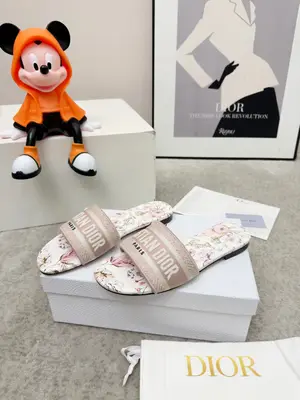 CD•迪奧女士老花刺繡皮底拖鞋升級版💫，