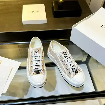 💰650 Dior迪奧2024Walk'n系列 牛仔刺繡厚底帆布鞋 休閒運動鞋