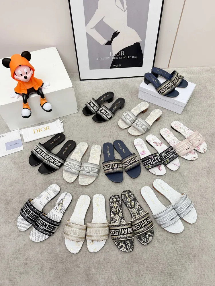 CD•迪奧女士老花刺繡皮底拖鞋升級版💫，