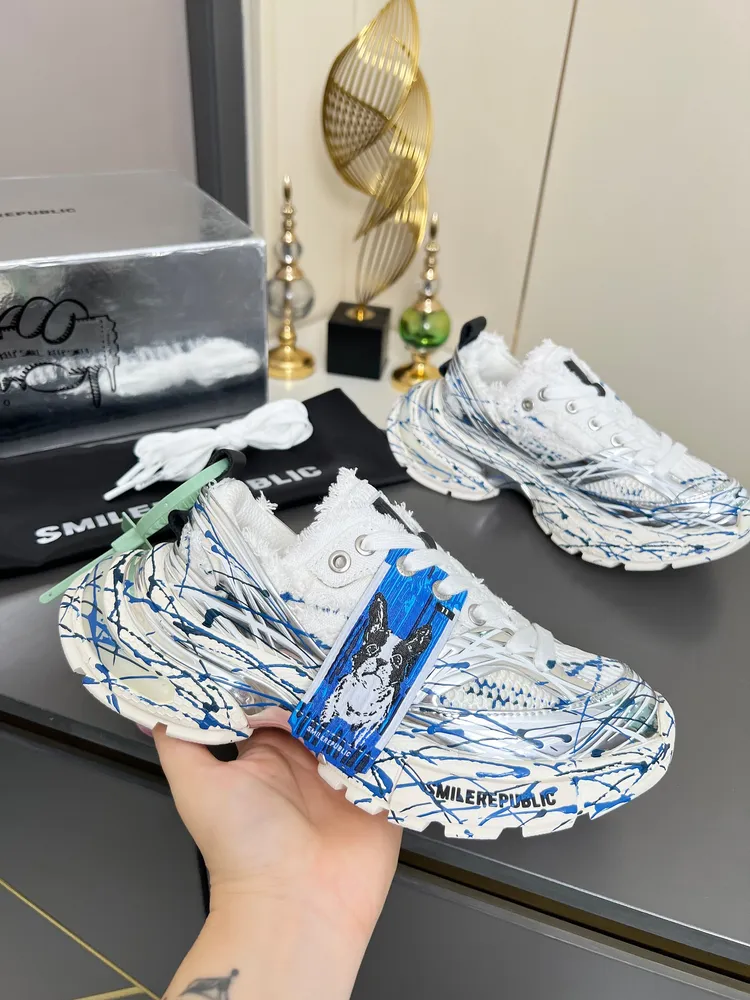 SMILEREPUBLIC SKYLINE·檀健次⛳️銀白網布手工做舊 減震透氣包裹性增高 低幫 老爹鞋 男女同款！
