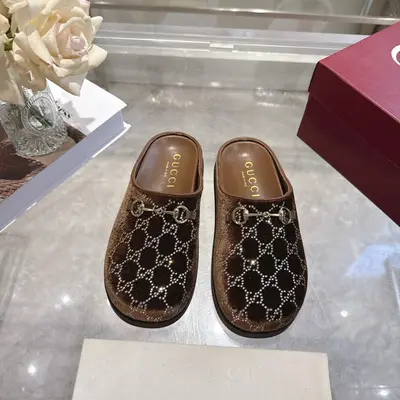 P620💰女士新款GG水晶💎馬銜扣穆勒鞋