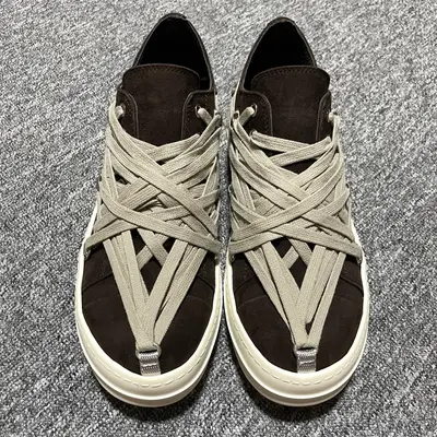 Rick Owens RO Mega 瑞克·歐文斯 瘋狂綁帶 高階零售外貿平臺專供版 原鞋開發拆解原版1:1復模裁片紙格 TPU奶香大底 雙層鞋墊 尺碼：36 37 38 39 40 41 42 43 44 45 46 編號：55PHTT1