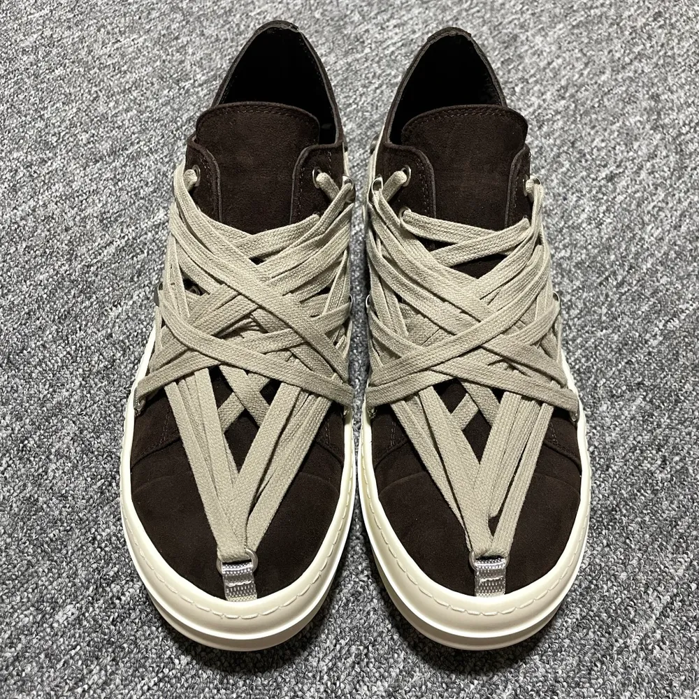 Rick Owens RO Mega 瑞克·歐文斯 瘋狂綁帶 高階零售外貿平臺專供版 原鞋開發拆解原版1:1復模裁片紙格 TPU奶香大底 雙層鞋墊 尺碼：36 37 38 39 40 41 42 43 44 45 46 編號：55PHTT1