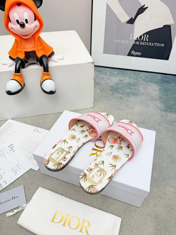 CD•迪奧女士老花刺繡皮底拖鞋升級版💫，