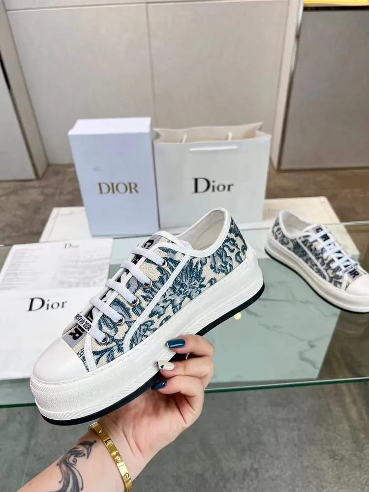 Dior迪奧2024Walk'n系列 老花 刺繡 厚底帆布鞋 休閒運動鞋  P650元