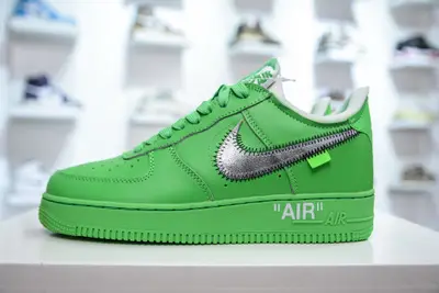 純原 Off-White x Nike Air Force 1 ’07空軍一號解構版本低幫百搭板鞋 綠銀 採用純原裝Prime Asia產皮料 原檔案原資料開發版型 縝密中底拉幫工藝 內建真全掌air sole氣墊內底 原廠高頻追 私模大底