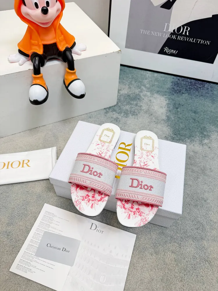 CD•迪奧女士老花刺繡皮底拖鞋升級版💫，