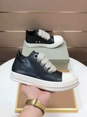 出廠💰RICK OWENS/瑞克歐文斯 男女同款春夏絨麵皮和小牛皮厚底低幫運動鞋
