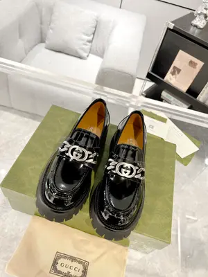 Gucci 25🆕新款雙GG溝紋厚底樂福鞋 鬆糕鞋 開邊珠面料. 女35-40（41/42）定做男39-44（45/46定做）