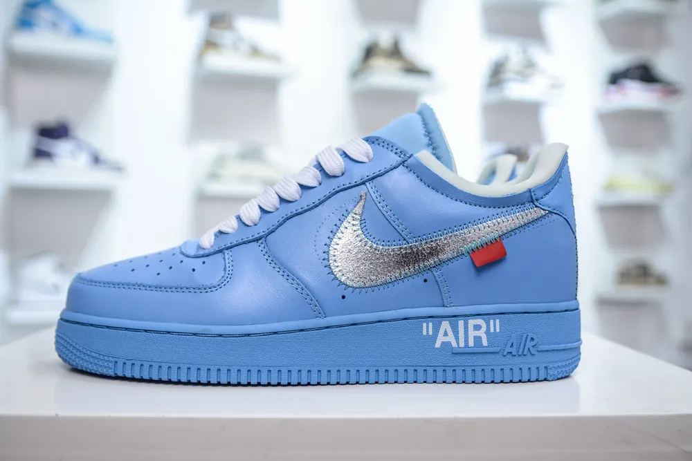 純原 Off-White x Nike Air Force 1 ’07空軍一號解構版本低幫百搭板鞋 藍色博物館  採用純原裝Prime Asia產皮料 原檔案原資料開發版型 縝密中底拉幫工藝 內建真全掌air sole氣墊內底 原廠高頻追 