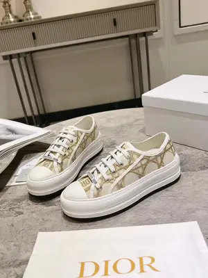 💰650 Dior迪奧2024Walk'n系列 老花 刺繡 厚底帆布鞋 休閒運動鞋