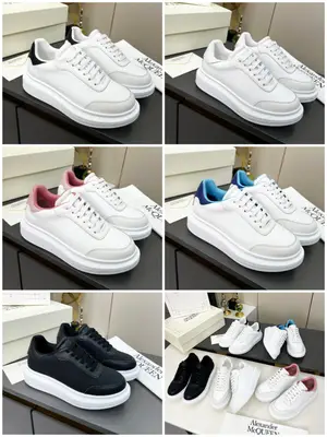 【集合圖】Alexander McQueen·亞歷山大麥昆 皮革 繫帶圓頭 低幫 生活休閒鞋 情侶鞋！2025最新米蘭時裝週T臺走秀款，獨特個性的設計，上腳超有範，圓頭的設計讓腳趾得到完全的釋放。超下血本， 購入多雙原版，拆解復刻。超級爆款