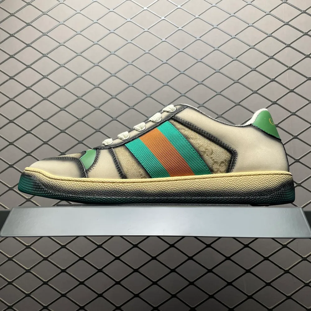 Gucci 古馳 Screener GG琺琅 復古老爹板鞋 海淘代購專供品質 正確楦型 正確固特異無膠走線工藝 配件齊全 進口皮料/原版毛巾內裡 匠心打造 其用料及細節已爭取最大限度還原正品 實拍如圖 所見即所得 謹防混賣 尺碼：35 36