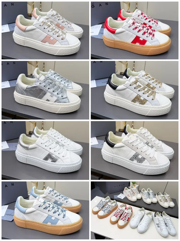 【集合圖】霍根·HOGAN 新品H705系列厚底餅乾鞋休閒運動鞋💕從滑板運動中汲取靈感，厚底搭配彩色鞋面，有種復古與時尚結合的別緻🏆鞋頭做了點貝殼頭設計，顯得小巧許多，以輕便的防滑鞋底獨具一格，底厚5cm，款式青春動感，簡約百搭。鞋底設