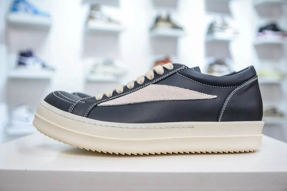 OG純原 Rick Owens Drkshdw 瑞克·歐文斯低幫 黑白皮面 時尚運動板鞋 二級市場已經7K以上 平臺客戶隨意賣四位數 RO純原天花板 原版一比一復刻 衝正絕不翻車 還原度達到百分之98以上 原楦開發紙版版型 ZP拆解原版1: