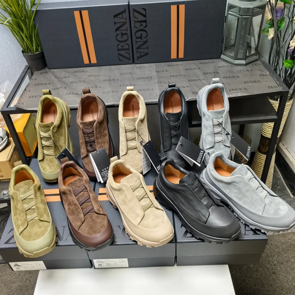 ZEGNA傑尼亞男鞋絨面革 Triple Stitch™Monte奢華休閒鞋 最新走秀款官網同步