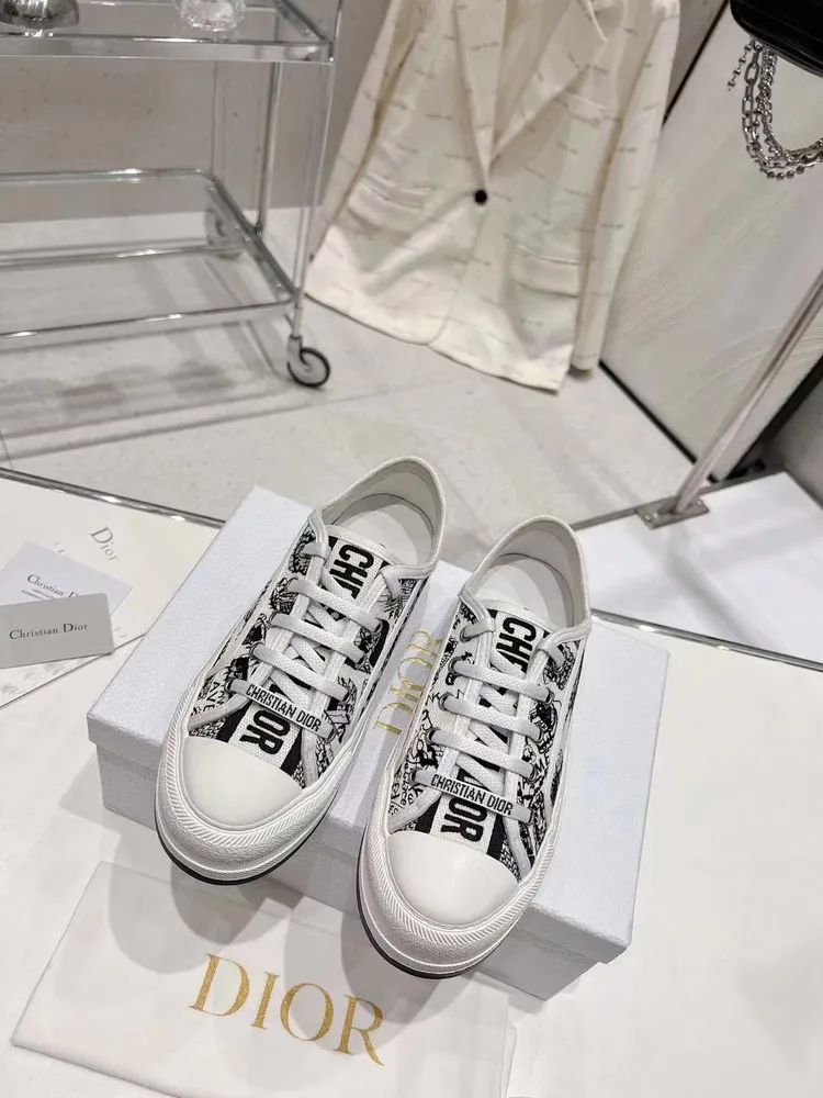 Dior迪奧Walk'n系列 老花 刺繡 厚底帆布鞋 休閒運動鞋   P650元