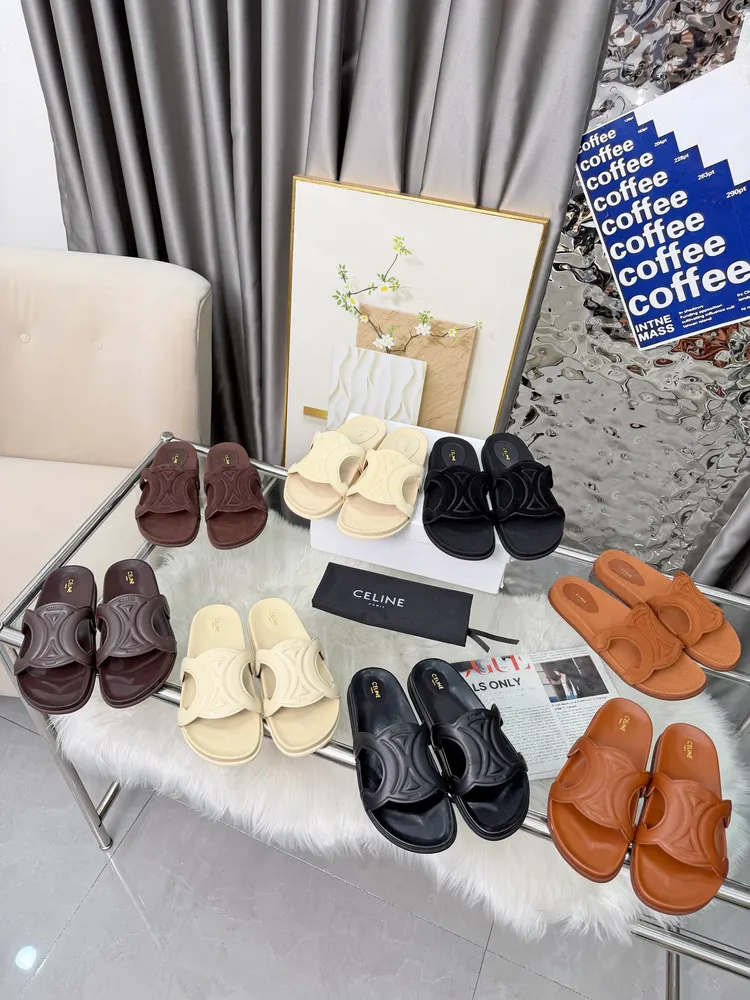 Celine 26春夏新款厚底凱旋門 拖鞋 法式極簡風炸街啦！簡約涼拖鞋，35-40（41定製）